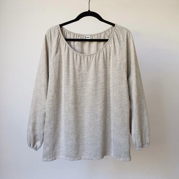 Old Navy Tops - Old Navy Super Soft XXL Beige Knit Long Sleeve Scoop Neck Top